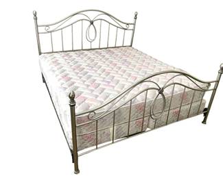 Queen Silver Metal Bed Frame Mattress Set