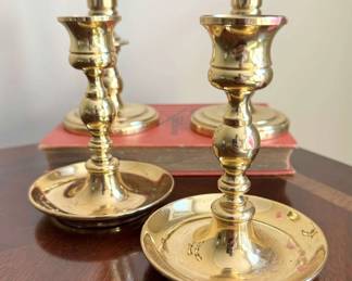 Vintage Brass 5 Candlesticks