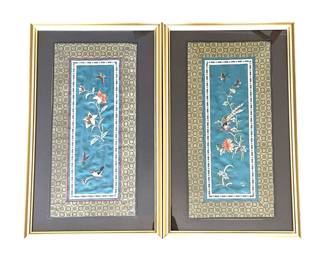 Framed Chinese Silk Textile Artwork