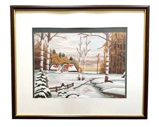 Framed Silk Textile Art