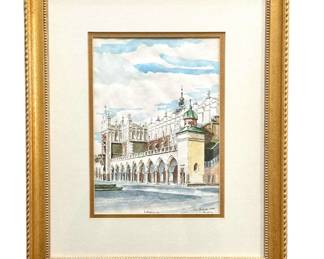Framed Polish Market on the Square Original Artwork