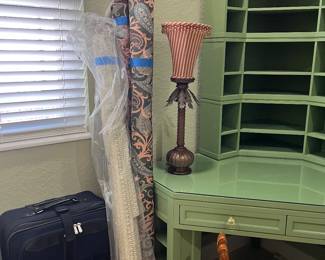 This lamp is 1 of a pair. We have bolts of fabric also. 