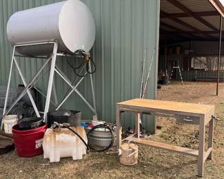500 gallon diesel storage tank (Buyer will need to bring empty transfer tanks as it still has several hundred gallons of stored diesel in it.)