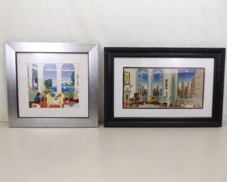 2 Thomas McKnight Glass Framed Wall Art Pieces
