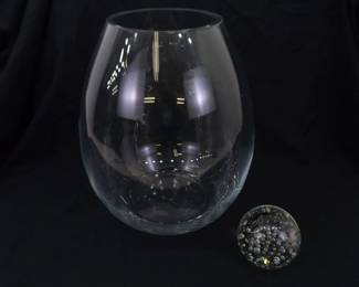LARGE Clear Glass Crystal Bowl and Decor Paper Weight
