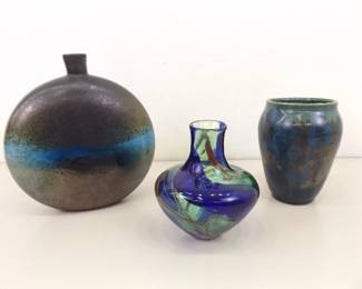 3 Blown Art Glass Vases
