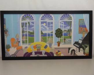 LARGE Thomas McKnight Silkscreen Print "Palm Beach" Framed Wall Art

