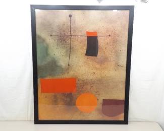 Large Joan Miro "Abstract" Glass Framed Wall Art
