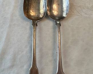 A pair of Antique English Sterling Silver Spoons. John Lias Hallmark. 