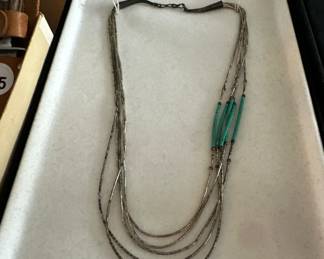 A closer look at one of our Kathleen Chavez Sterling Navaho Necklaces! Beautiful estate costume jewelry! Mid century! 
