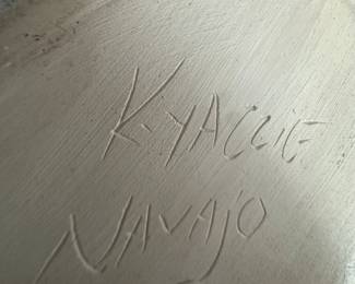 1993 Large K Yazzie Navajo Signed Eagle and Moon Pottery Vase Sculpture 14"x13"