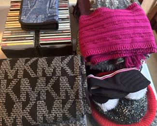 Lots of decorative and practical scarves of every color shape and size! 