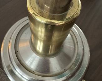 Vintage Brass Oil Lamp with Green Shade! Electrified. 