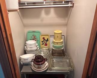 This sale has so many kitchenwares, we had to take the doors off of two closets to display everything! The house is stuffed! 