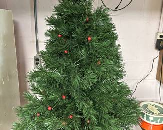 A terrific pre-lit 3 foot Christmas Tree! Works! Gold heavy base! 