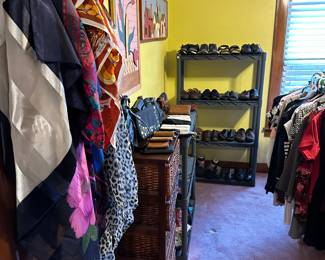 Our woman's clothing department is on the first floor! EXCELLENT clothes, shoes, purses, wallets , and scarves! 