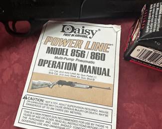A Daisy Power Line BB Gun, with BB’s. Model #856/860 w/Manual. 