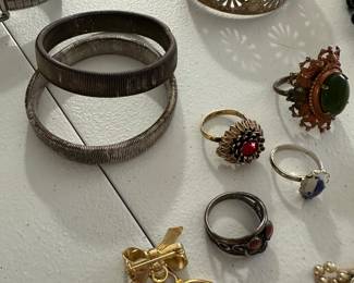 Beautiful estate costume jewelry! Mid century! Many Sterling pieces. Some gold. All in great condition! Necklaces, bracelets, rings and more! 