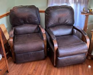 These two leather reclining chairs re SUPER comfy! I use them every day when I take my breaks! 