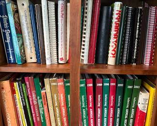 For this of you who like cookbooks! Boy do we have them! These tow shelves are stuffed and there are MORE! Vintage to modern! Hardcover, softcover, magazines and booklets! 