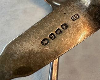 A pair of Antique English Sterling Silver Spoons. John Lias Hallmark. 