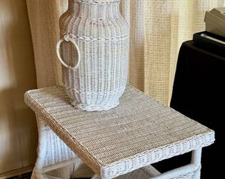 Wicker lamp, and side table