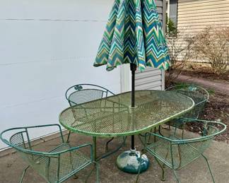 Metal patio table and chairs
