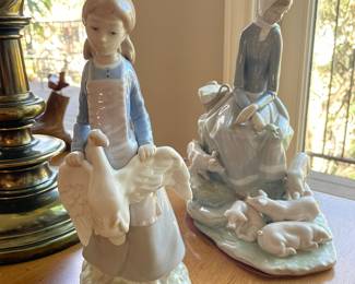 Vintage LLADROS:  NAO GIRL HOLDING WHITE GOOSE$30 , GIRL WITH PIGLETS $65