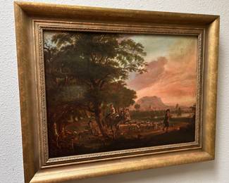 19th century English School  antique oil painting  on board "The Pied Piper" image measures approximately 22 x 16.