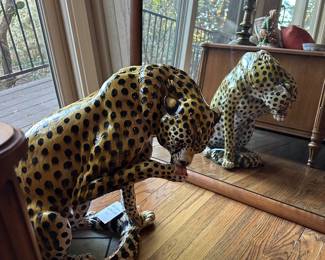 Large  ceramic  leopard sculpture (Italy) , 20" H $300.