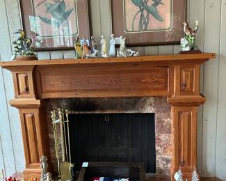 Bird of Paradise framed prints by Robert White ($125. each)  , 4 Vintage Glass Christmas trees $75. Lot on hearth