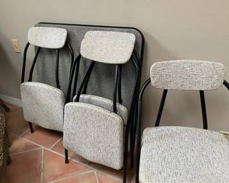 Atomic -era Cosco black n white party/ game table with four folding chairs. 