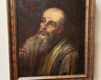 Antique painting on linen canvas of Ascetic / Religious figure canvas measures approx 16" by 13"   unsigned 
