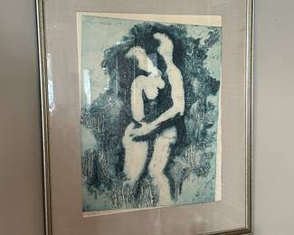 "In The Forest" Jean Townsend (Canadian, 1921- 2006 )Signed, Numbered , as is, image measure approx 16 x 20"  $165. 