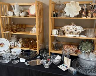 Fostoria Jamestown Amber glassware SOLD, Thomas Rosenthal, Royal Worcester china, Lenox SOLD, Waterford SOLD, Johnson Bros, Beer steins, and the delectables