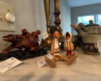 Vintage Chinese Carved Water Buffalo & Children $65(SOLD). ROMANIAN FOLK FIGURES (SOLD)