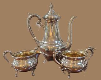 Vintage Mueck Cary Co. Antique Sterling 3 piece tea service 