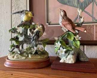 Goldfinch and Woodthrush 11"  figurines Andrea by Sadek