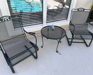 Wrought Iron Spring Rockers and tsble