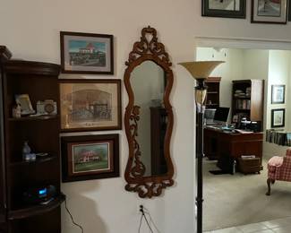 gorgeous wood frame mirror & we have 2 gorgeous Floor standing lamps (2 lights)