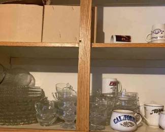 Corelle and Misc Glassware Cabinet Contents