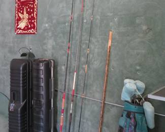 Fishing items, golf clubs