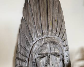 Carved Wood Native American Head