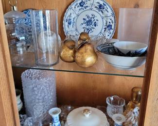 Johnson Brothers Indies Blue Dinner Plate, Pair of Blue and White Floral Candlestick Holders