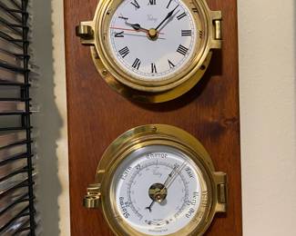Victory Brass Porthole Style Barometer and Clock 