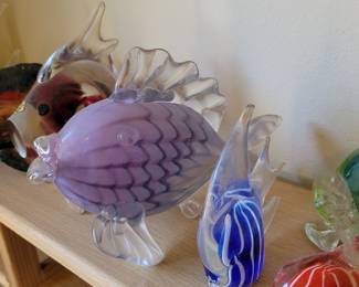 Assortment of Blown Glass Fish Figurines