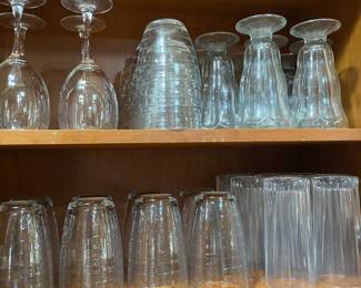 Assortment of Glasses - Highball Glasses, Sundae Glasses, Wine Glasses