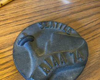 1974 American Industrial Arts Association Black Paperweight - Computer Science Space Needle Seattle