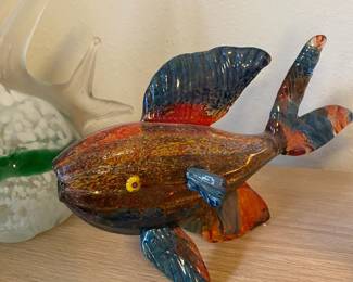 Multicolored Blown Glass Fish 