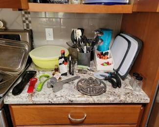 Assortment of Kitchen Utensils, Trivets, Cutting Boards